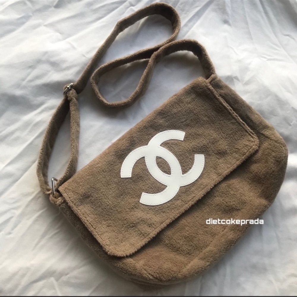 Authentic Chanel Crossbody Terrycloth Makeup Bag